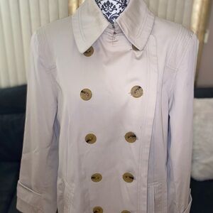 Woman’s Jones New York Tan Double Breasted Trench Coat Sz L PRELOVED❤️